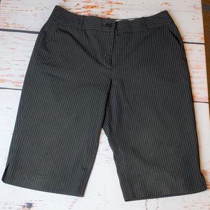Black Pin Stripe Knee Shorts
